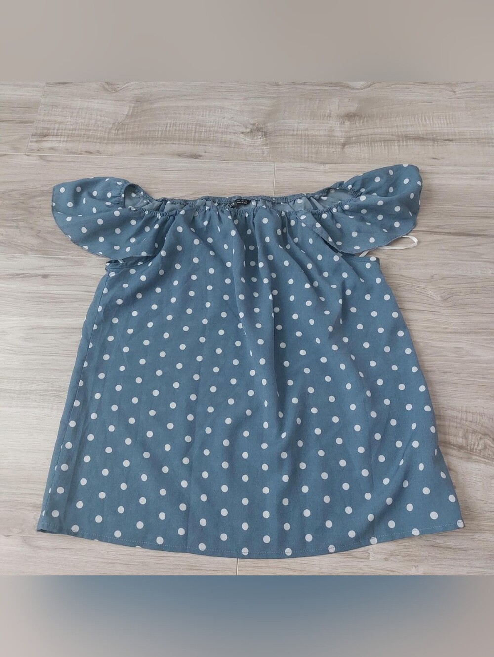Blue Polka Dot Off-Shoulder Top